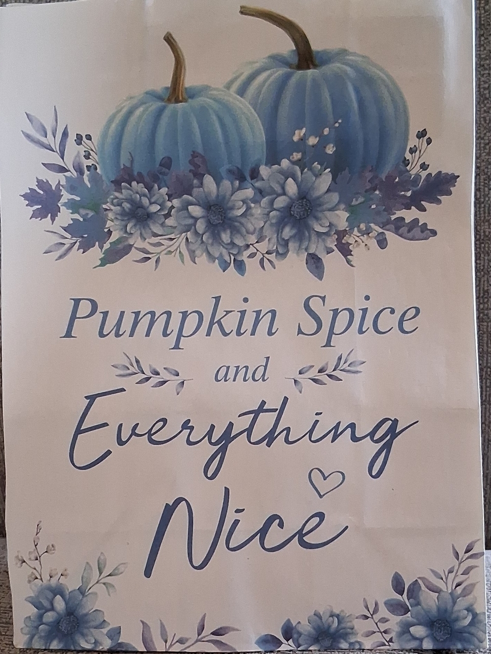 20 Piece Set Of Blue Floral Pumpkin Spice Party Gift Bags , Medium Autumn